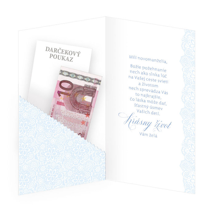 13-6135 Blahoprajná karta svadobná klopa na peniaze SK