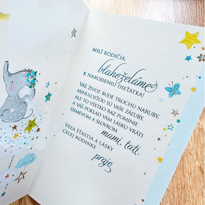 16-663 Baby birth greeting card SK