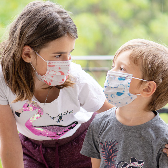 2206-0002-50 Ochranné rúško detské modré - jednorazové, bal. 50ks