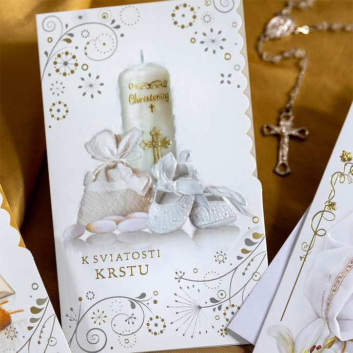 19-634 Blahoprajná karta klopa na peniaze SK/ Krst