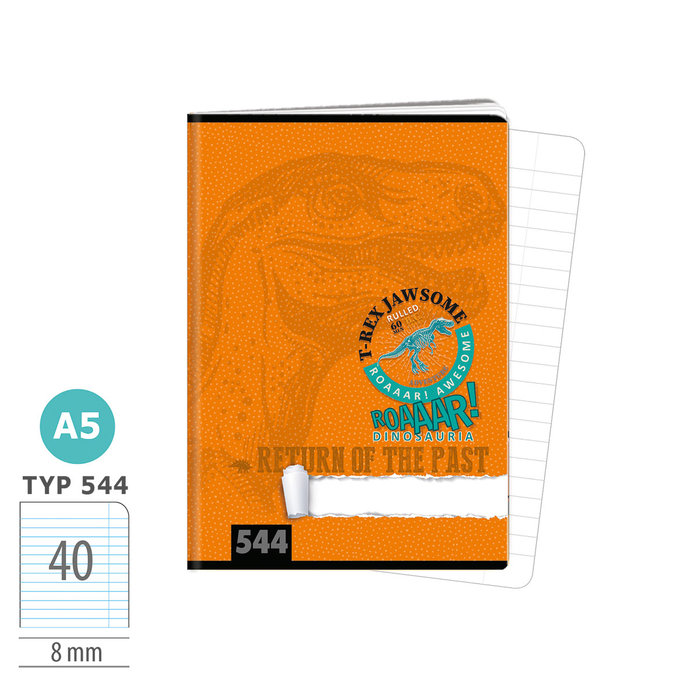 1592-0425 Zošit A5, 40 listov, TYP 544 Roaaar!