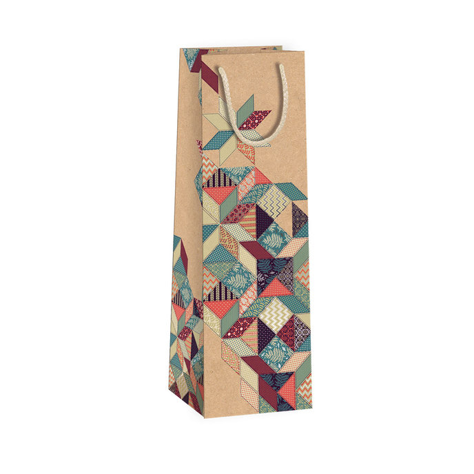 0734-0099 Gift bag for wine NATUR