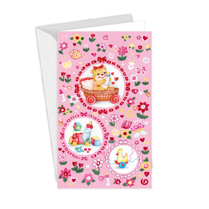 16-600 Baby birth greeting card SK