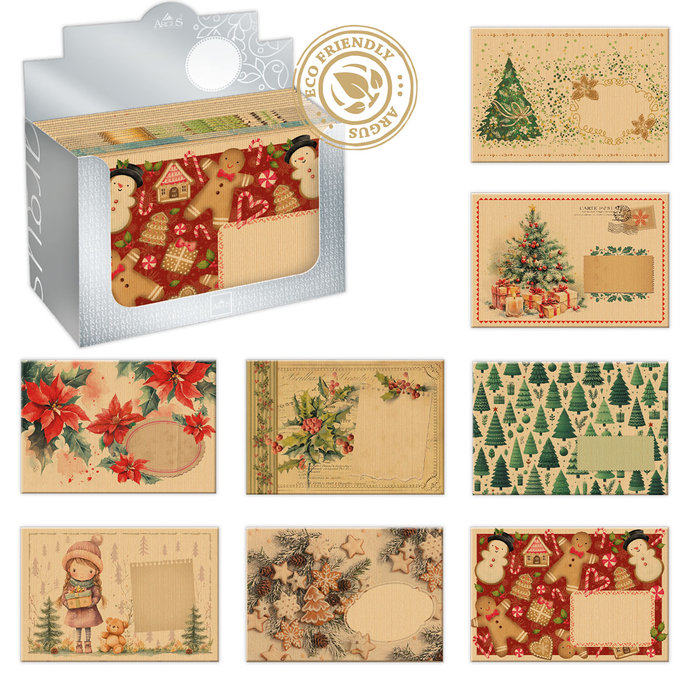 1082-V005 Obálka B6 NATUR s potlačou, vianočný mix 120ks