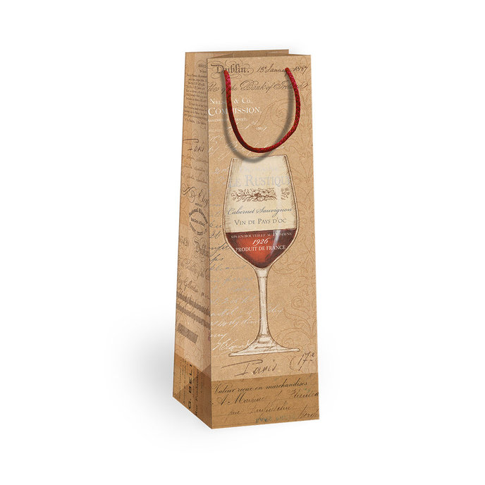 0734-0079 Gift bag for wine NATUR