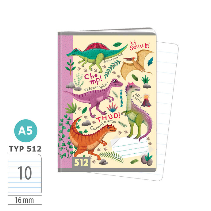 1591-0425-2 Zošit A5, 10 listov, TYP 512 Roaaar!