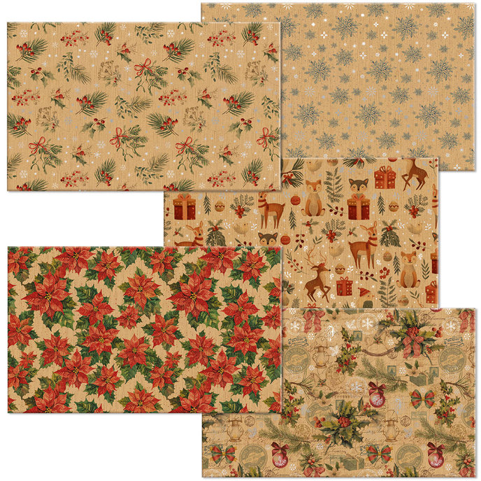 0959-0005 Baliaci papier vianočný kraft 100x70, box 70rol.