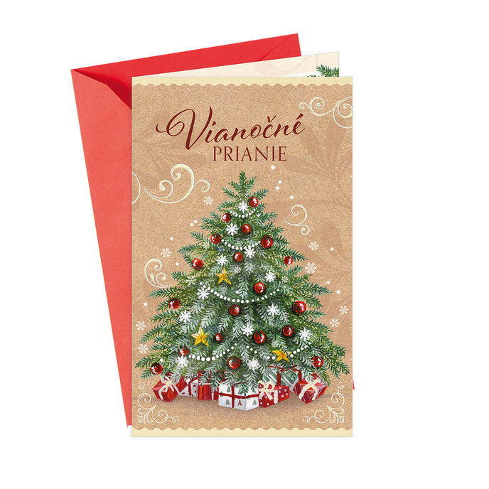 11-6493 Blahoprajná karta vianočná klopa na peniaze SK
