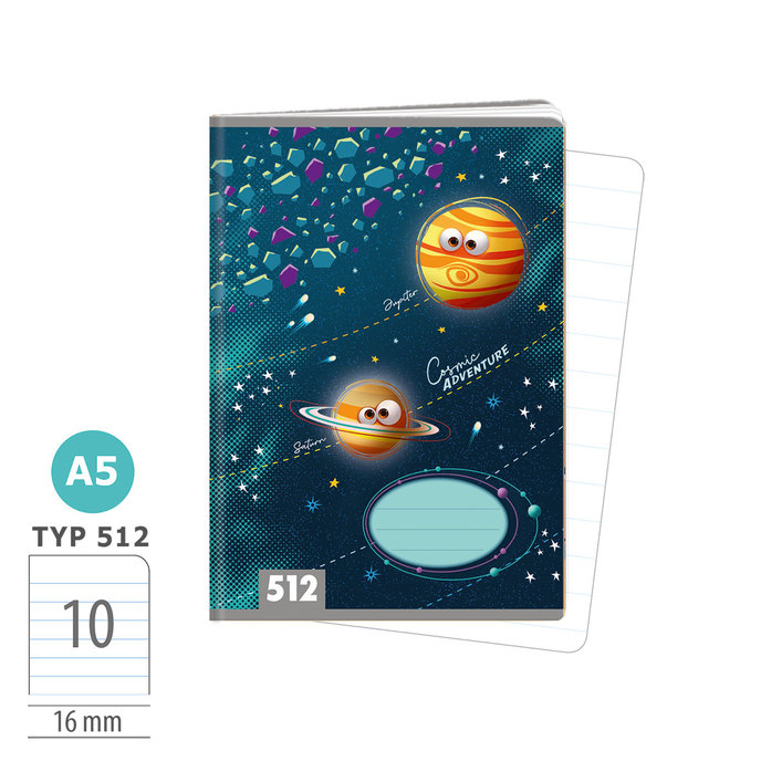1591-0428 Zošit A5, 10 listov, TYP 512 Cosmic adventure