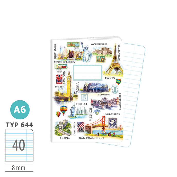 1598-0431 Zošit A6, 40 listov, TYP 644 Travel Time