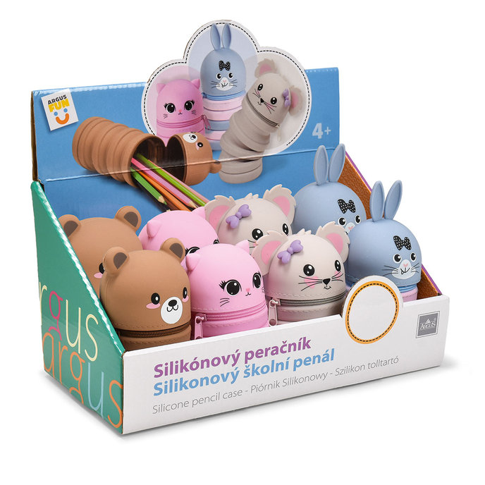 1870-8003 Silicone pencil case, mix 8 pcs