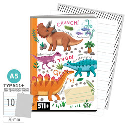 1586-0425-1 Exercise book A5, TYPE 511+ Roaaar!