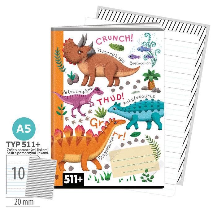 1586-0425-1 Zošit A5, 10 listov, TYP 511+ Roaaar!