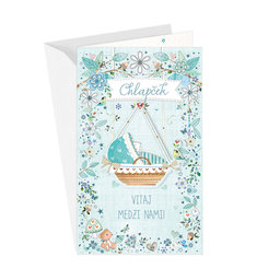 16-667 Baby birth greeting card SK