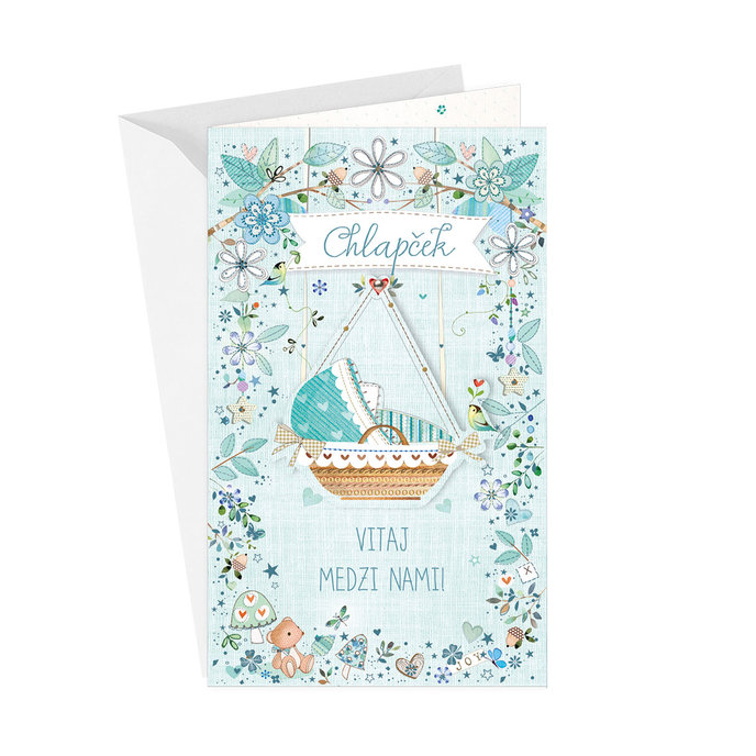 16-667 Baby birth greeting card SK