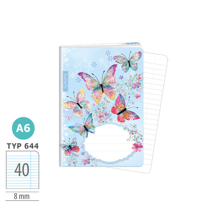 1598-0303-2 Exercise book A6, TYPE 644 Butterfly