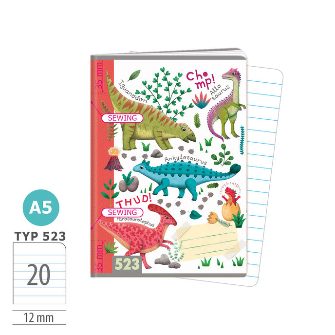 1593-0425 Zošit A5, 20 listov, TYP 523 Roaaar!