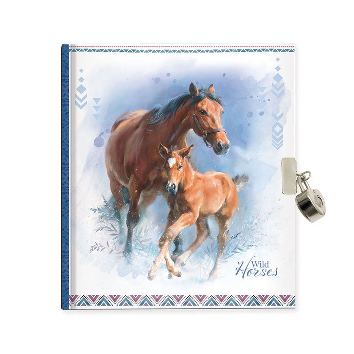 1442-0313 Notebook with lock Wild horses