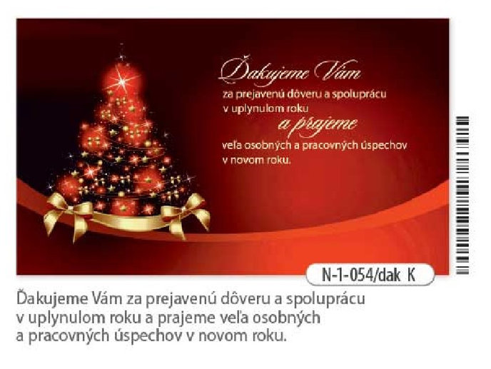 N-1-054 Blahoprajná karta vianočná SK/Poďakovanie