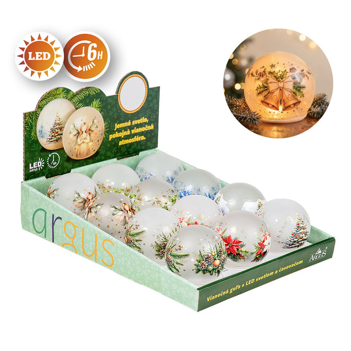 2375-8001 Christmas decoration - LED ball, mix 12 pcs