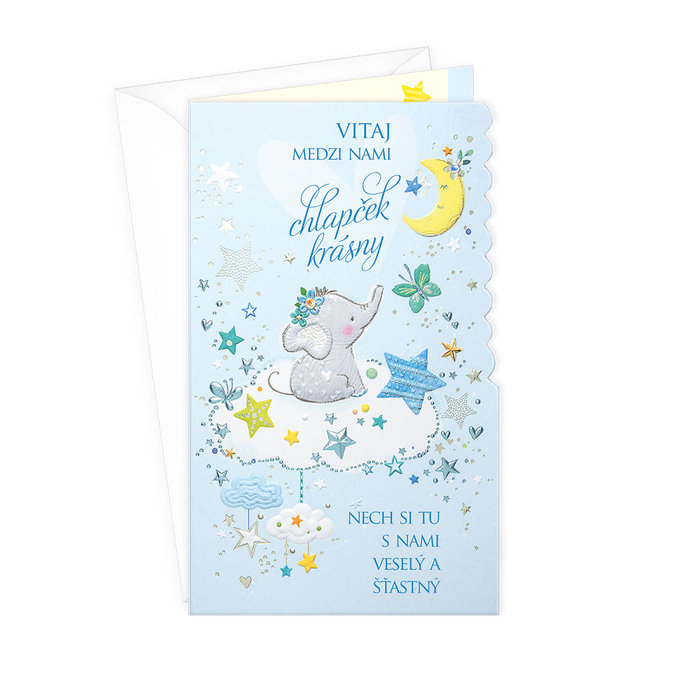 16-663 Baby birth greeting card SK