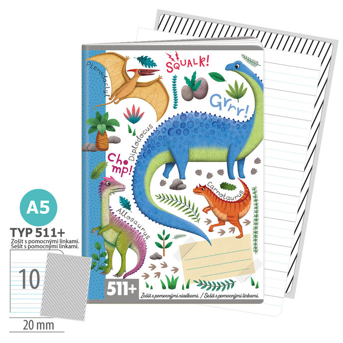 1586-0425-2 Zošit A5, 10 listov, TYP 511+ Roaaar!