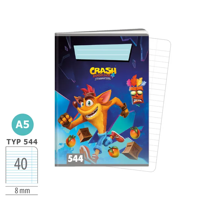 1595-0325 Exercise book A5, TYPE 544 lic. Crash Bandicoot