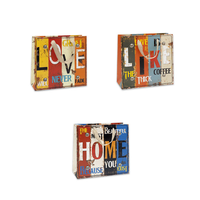 0747-R000 Darčeková taška RETRO mix.