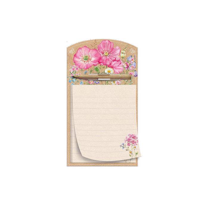 1132-0342 Trhací zápisník s ceruzkou a magnetom kvety
