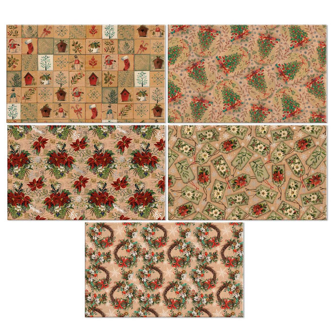 0959-0004 Baliaci papier vianočný kraft 100x70, box 70rol.