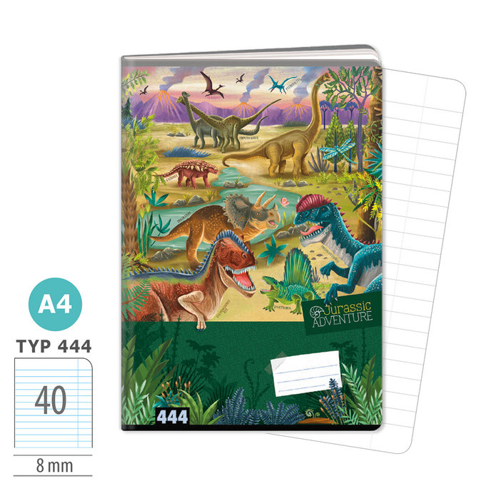 1582-0388 Zošit A4, 40 listov, TYP 444 Jurassic ADVENTURE