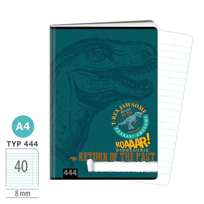 1582-0425 Zošit A4, 40 listov, TYP 444 Roaaar!