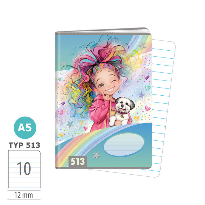 1594-0426 Zošit A5, 10 listov, TYP 513 Rainbow Ella