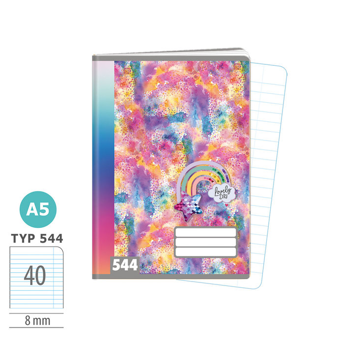 1592-0426 Zošit A5, 40 listov, TYP 544 Rainbow Ella