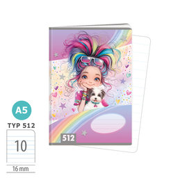 1591-0426-1 Exercise book A5, TYPE 512 Rainbow Ella