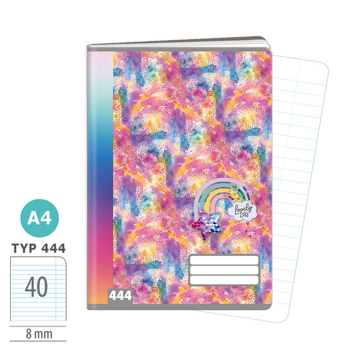 1582-0426 Zošit A4, 40 listov, TYP 444 Rainbow Ella