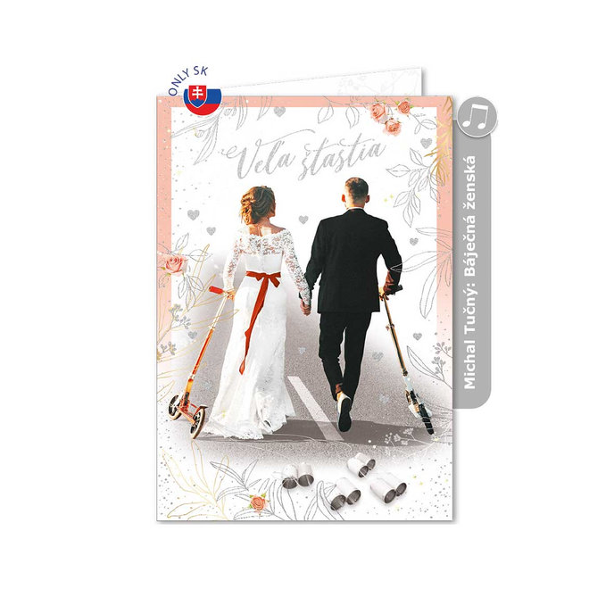73-8006 Blahoprajná karta svadobná hudobná SK