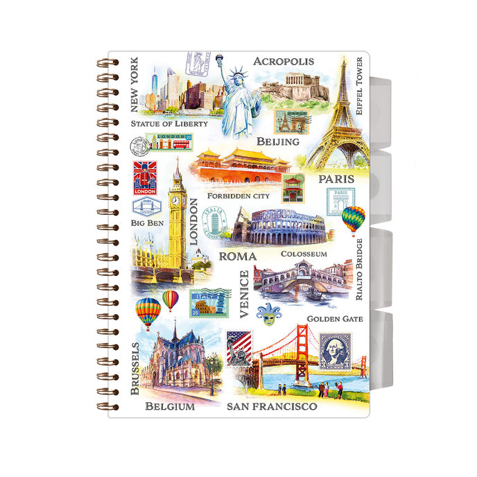 1546-0431 Špirálový zošit A5 s rozraďovačom Travel Time