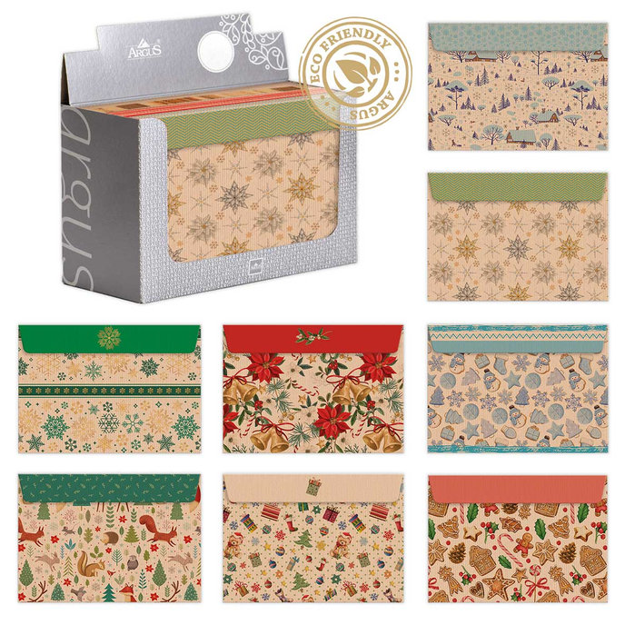 1086-V001 Obálka C5 NATUR s potlačou, vianočný mix 120ks