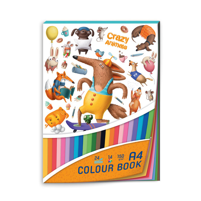 1703-0312 Blok farebných papierov A4 Crazy Animals