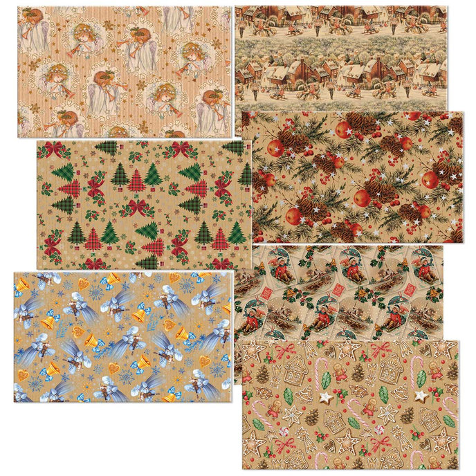 0959-0003 Baliaci papier vianočný kraft 100x70, box 70rol.