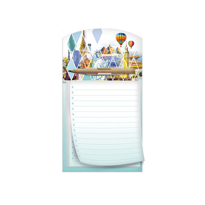 1132-0431 Trhací zápisník s ceruzkou a magnetom Travel Time