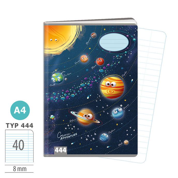 1582-0428 Zošit A4, 40 listov, TYP 444 Cosmic adventure