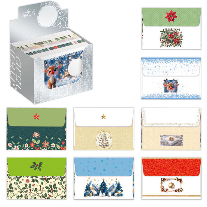 1087-V001 Obálka MINI s potlačou, vianočný mix 120ks