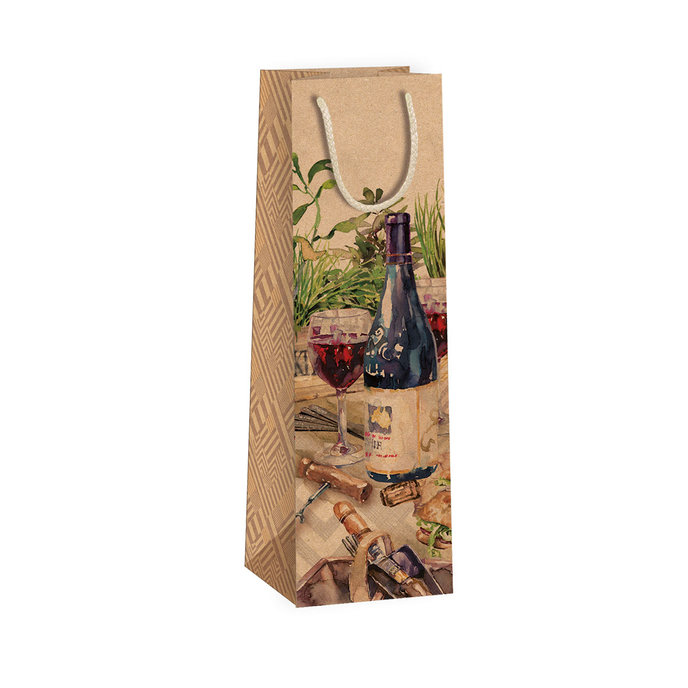 0734-0101 Gift bag for wine NATUR